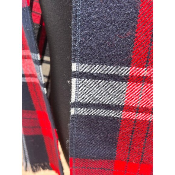 Vtg 1970' Scarf Navy Red White Scottish Plaid Made In USA 100% Superfine Acrylic - Picture 4 of 10